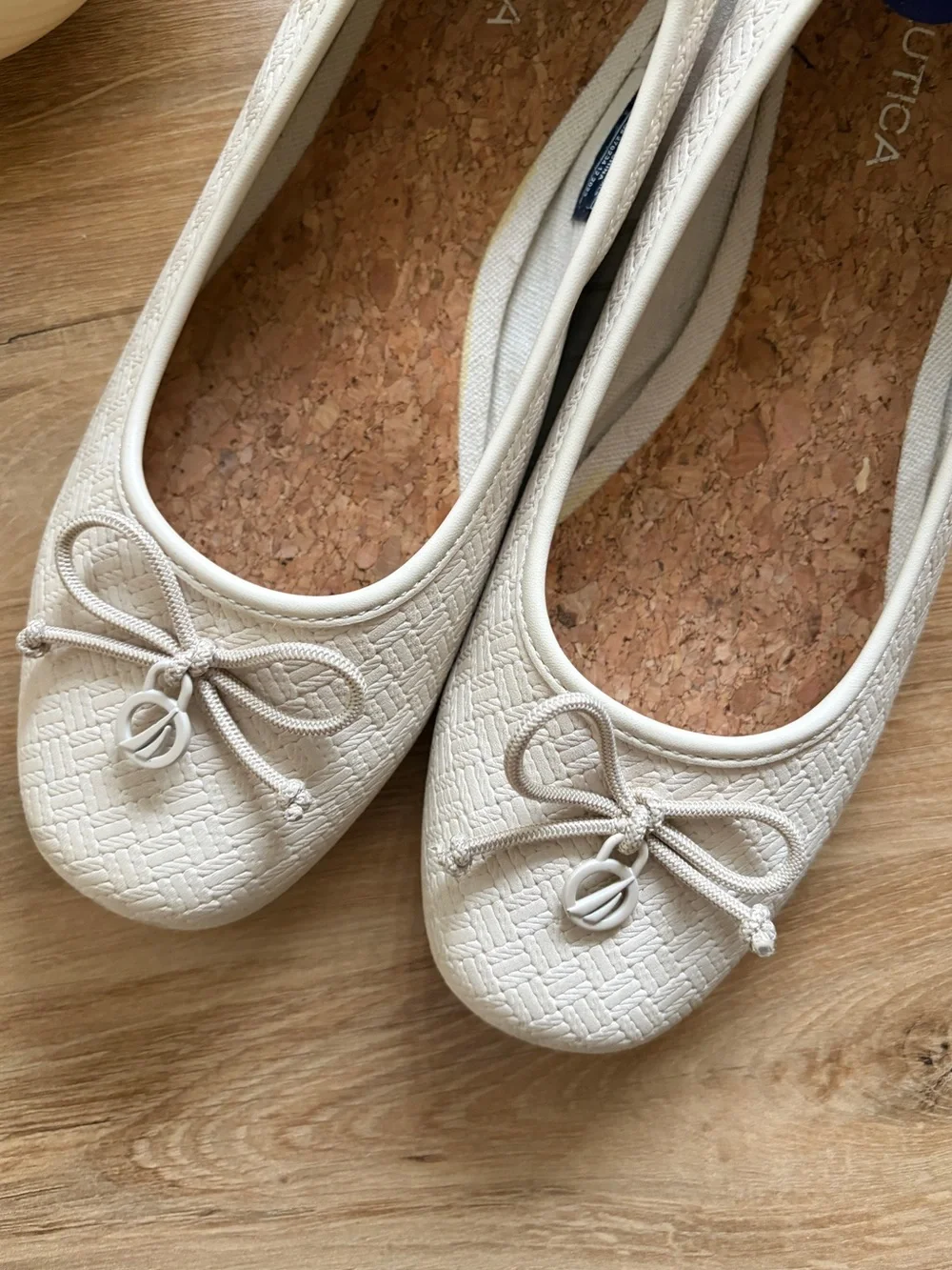 Nautica Ivory Textured Ballet Flats